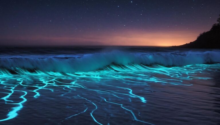 El mar que brilla en la oscuridad con luces naturales